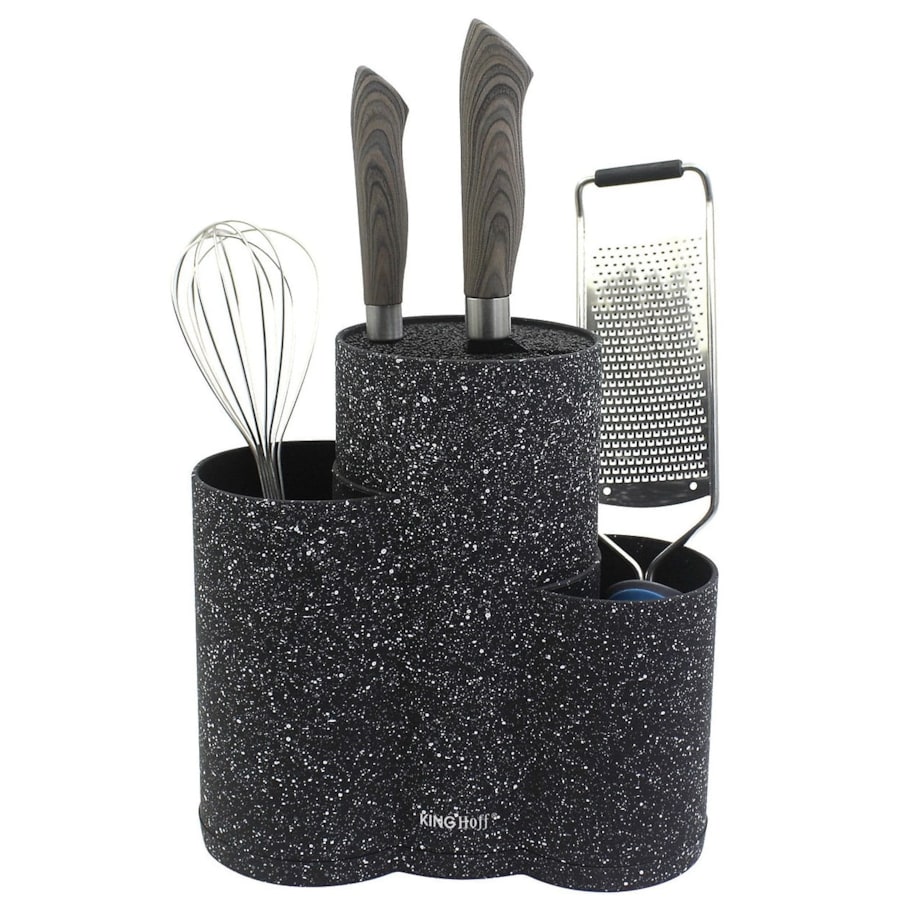 Uniwersalny blok stojak na noże do noży 3w1 czarny KINGHOFF