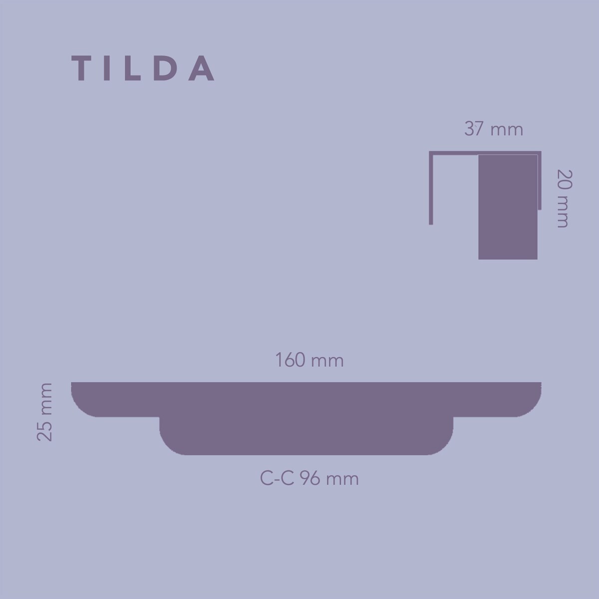 TILDA SILVER MATT uchwyt meblowy krawędziowy stal nierdzewna szczotkowana lakierowana