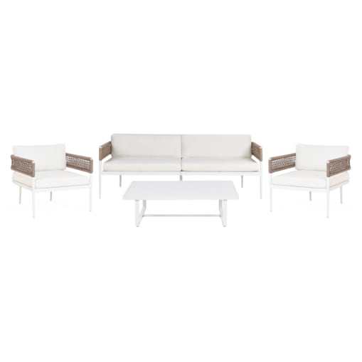 Zestaw ogrodowy ze stolikiem dla 5 osób SERLA Metal Biały