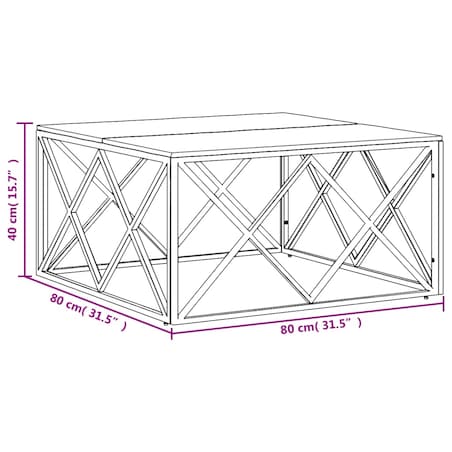 vidaXL Stolik kawowy, srebrny, stal nierdzewna i lite drewno akacjowe