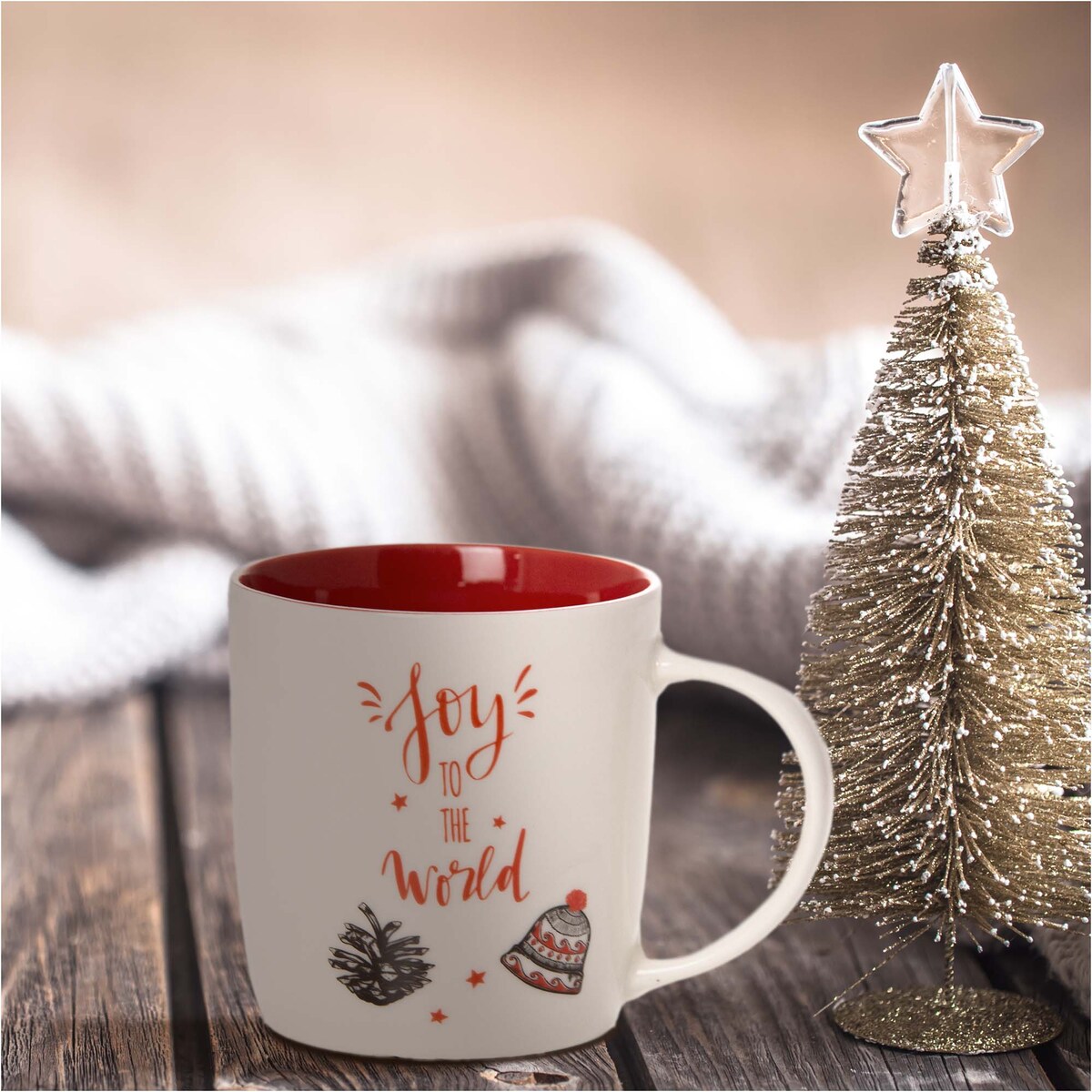 Kubek Świąteczny Na Prezent Ceramiczny Boże Narodzenie 370 Ml Biały Ceramiczny Dzwonek