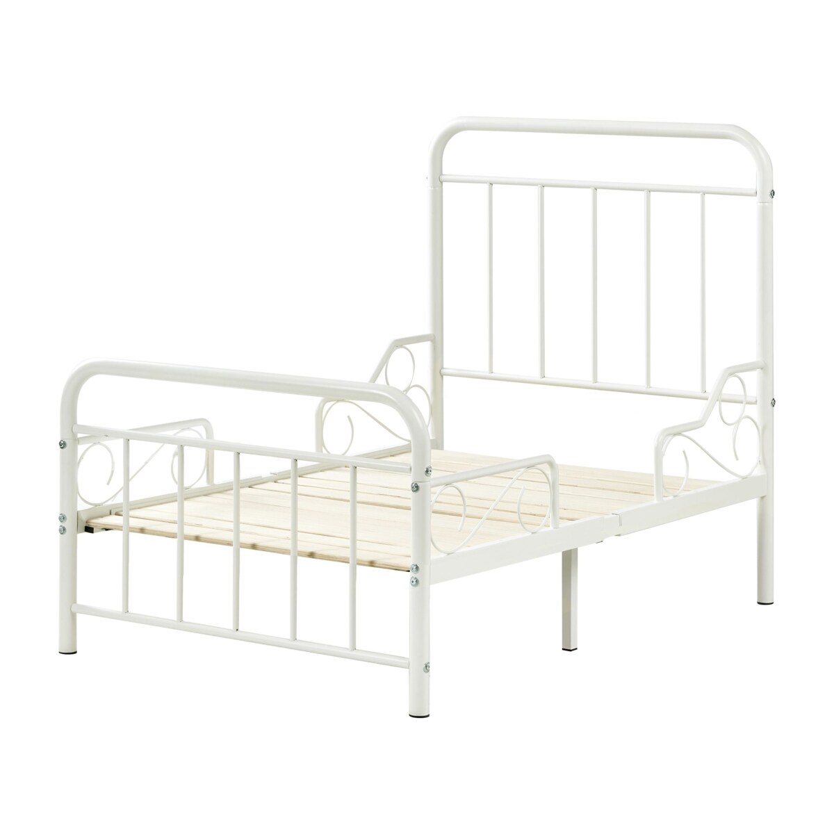 Rozsuwane łóżko dziecięce Metal ANAIS 90 x 200 cm Złamana biel