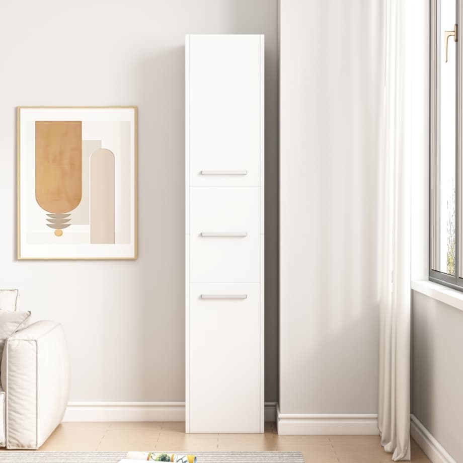Regał Szafka Biała Nowoczesna Stojąca Słupek Wysoki Loft 3 Drzwi 170 Cm