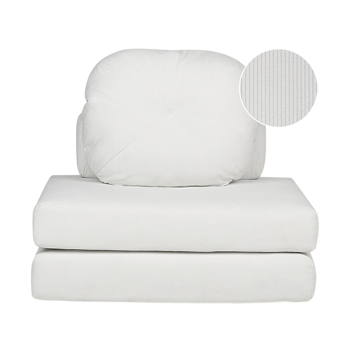 Sofa rozkładana jednoosobowa sztruksowa biała OLDEN