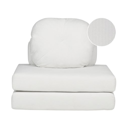 Sofa rozkładana jednoosobowa sztruksowa biała OLDEN