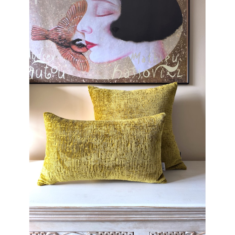 Prostokątna oliwkowa poduszka dekoracyjna 50x30 Bess