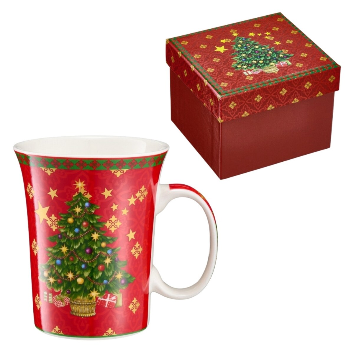 VILLA ITALIA Kubek świąteczny na prezent porcelanowy czerwony SILENT NIGHT