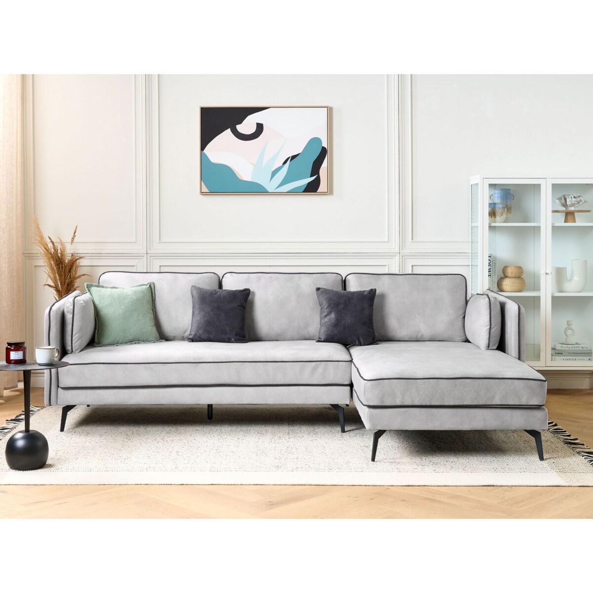 Narożnik welurowy lewostronny jasnoszary ALTAN