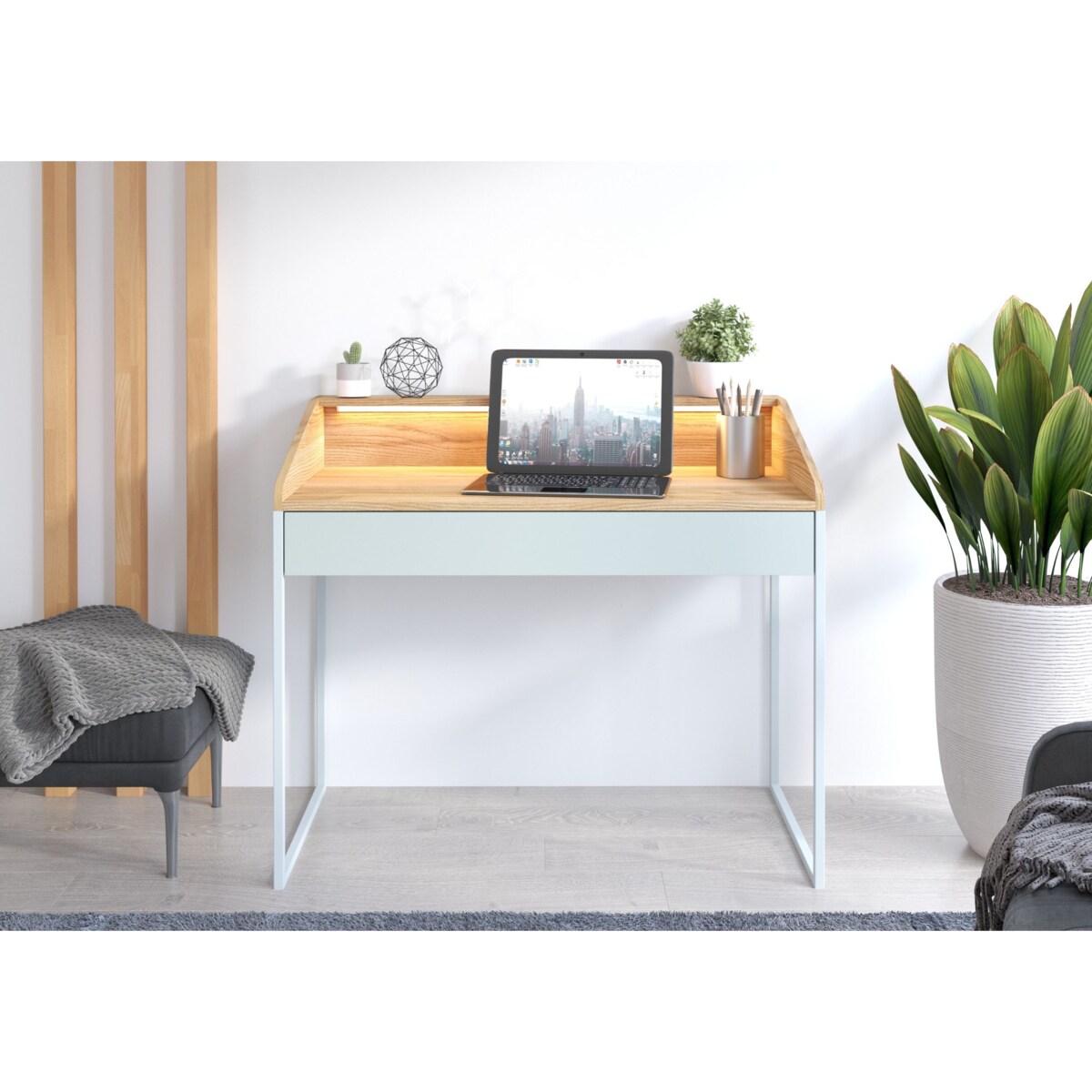 Biurko Finka z oświetleniem / Jesion Górski 110 cm