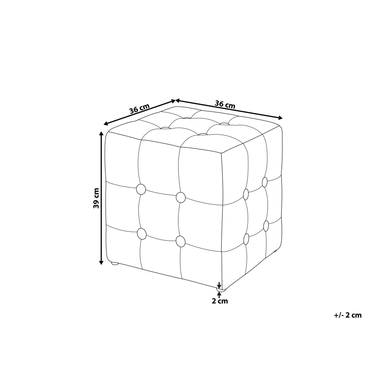 Puf welurowy 36 x 36 x 39 cm szary WISCONSIN