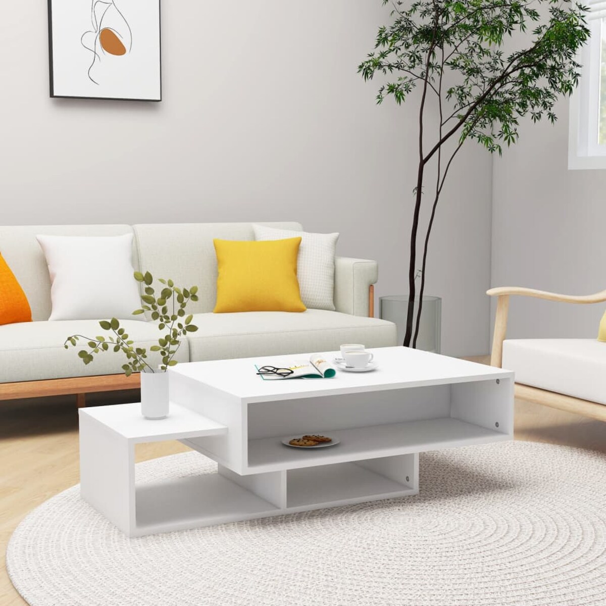vidaXL Stolik kawowy, biały, 105x55x32 cm, materiał drewnopochodny