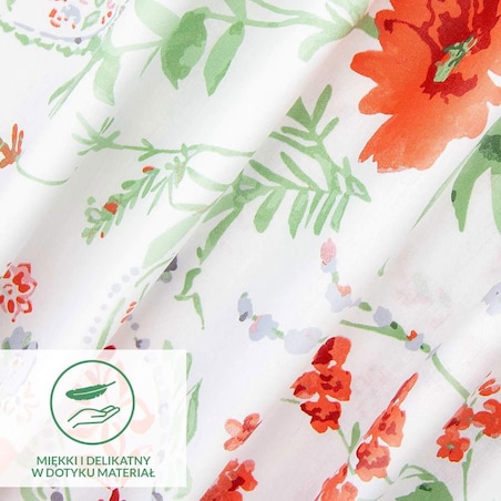 Pościel bawełniana 200x220 Cottonlove Exclusive Elyese biała w kolorowe wiosenne kwiaty