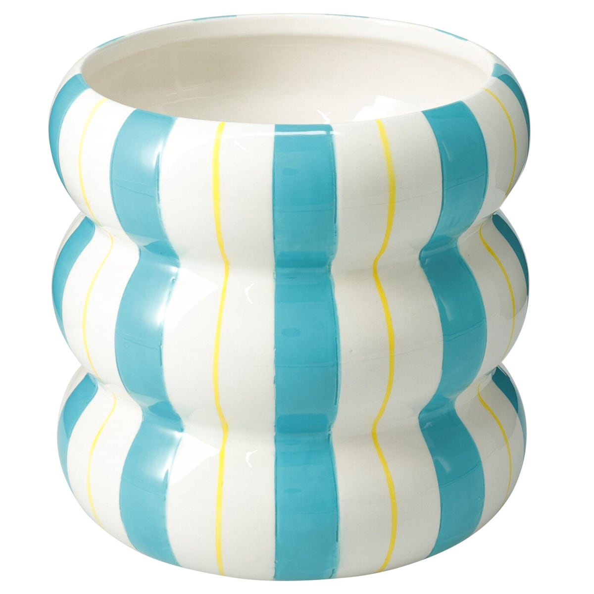 Ceramiczna osłona na doniczkę w paski LINJE, 14 cm