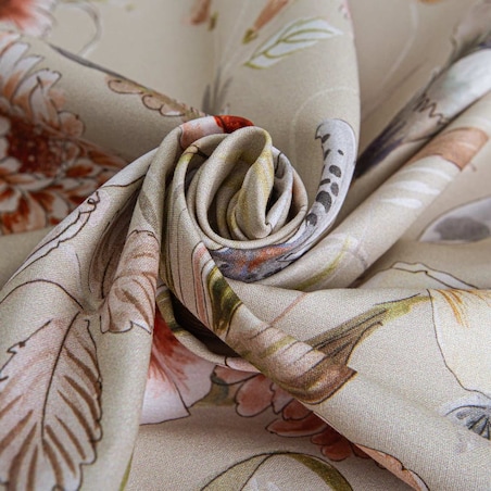 Pościel bawełniana 200x220 Cottonlove Exclusive Sidelya beżowa w kolorowe kwiaty