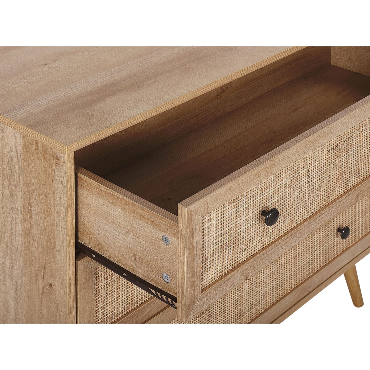 Komoda fronty rattanowe jasne drewno PONCA