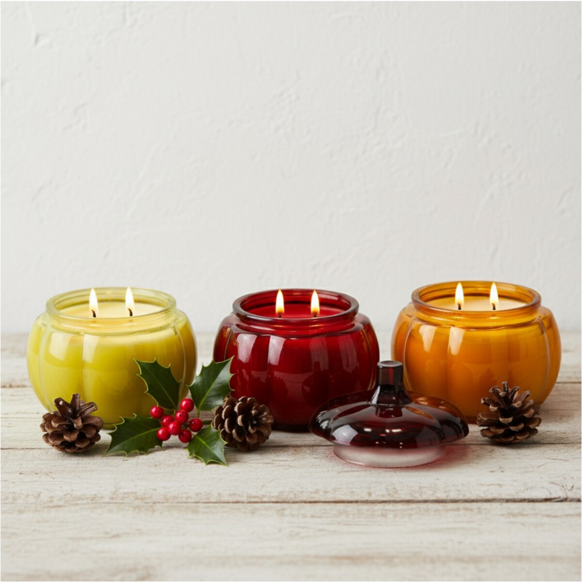 Świeca Na Halloween Jesienna Świeczka Szklana Dynia Dekoracja 11,5 Cm Żółta