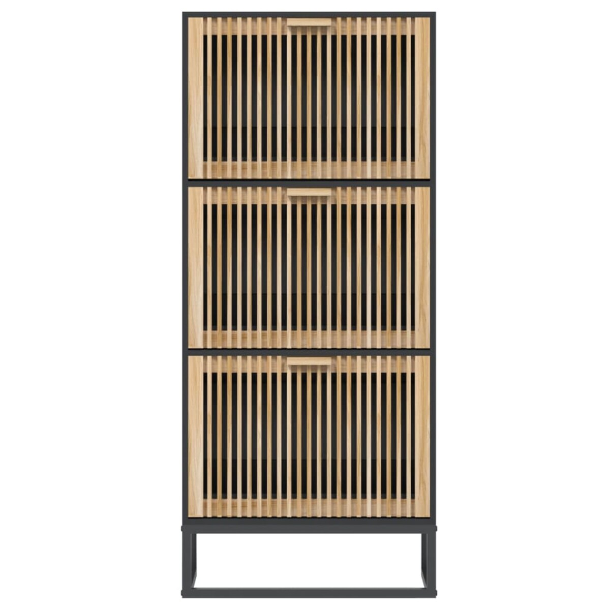 vidaXL Szafka na buty, czarna, 52x25x120 cm, materiał drewnopochodny