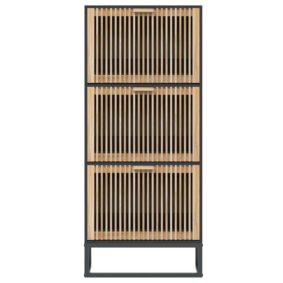 vidaXL Szafka na buty, czarna, 52x25x120 cm, materiał drewnopochodny