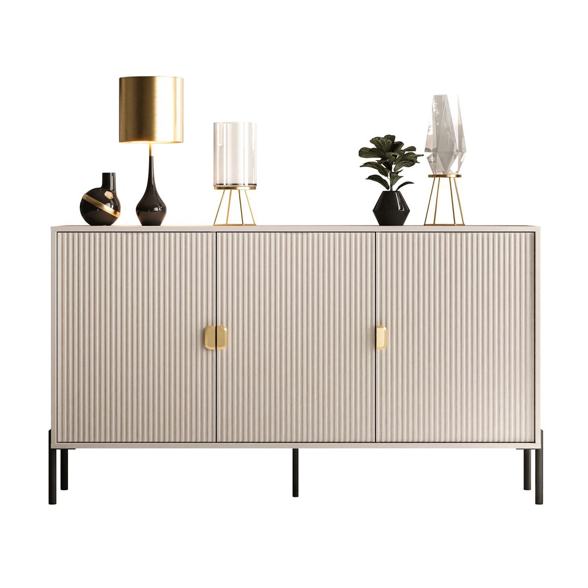 Komoda trzydrzwiowa DALIA 3D, kaszmir, nóżki czarne