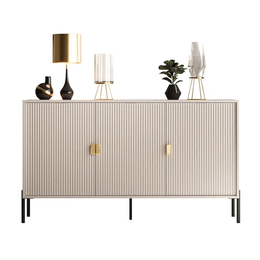 Komoda trzydrzwiowa DALIA 3D, kaszmir, nóżki czarne