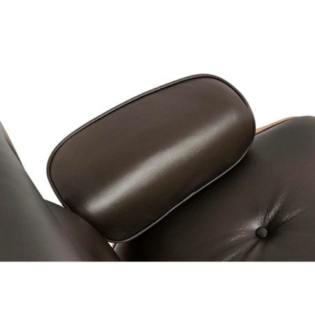 Fotel LOUNGE HM brązowy / orzech z podnóżkiem