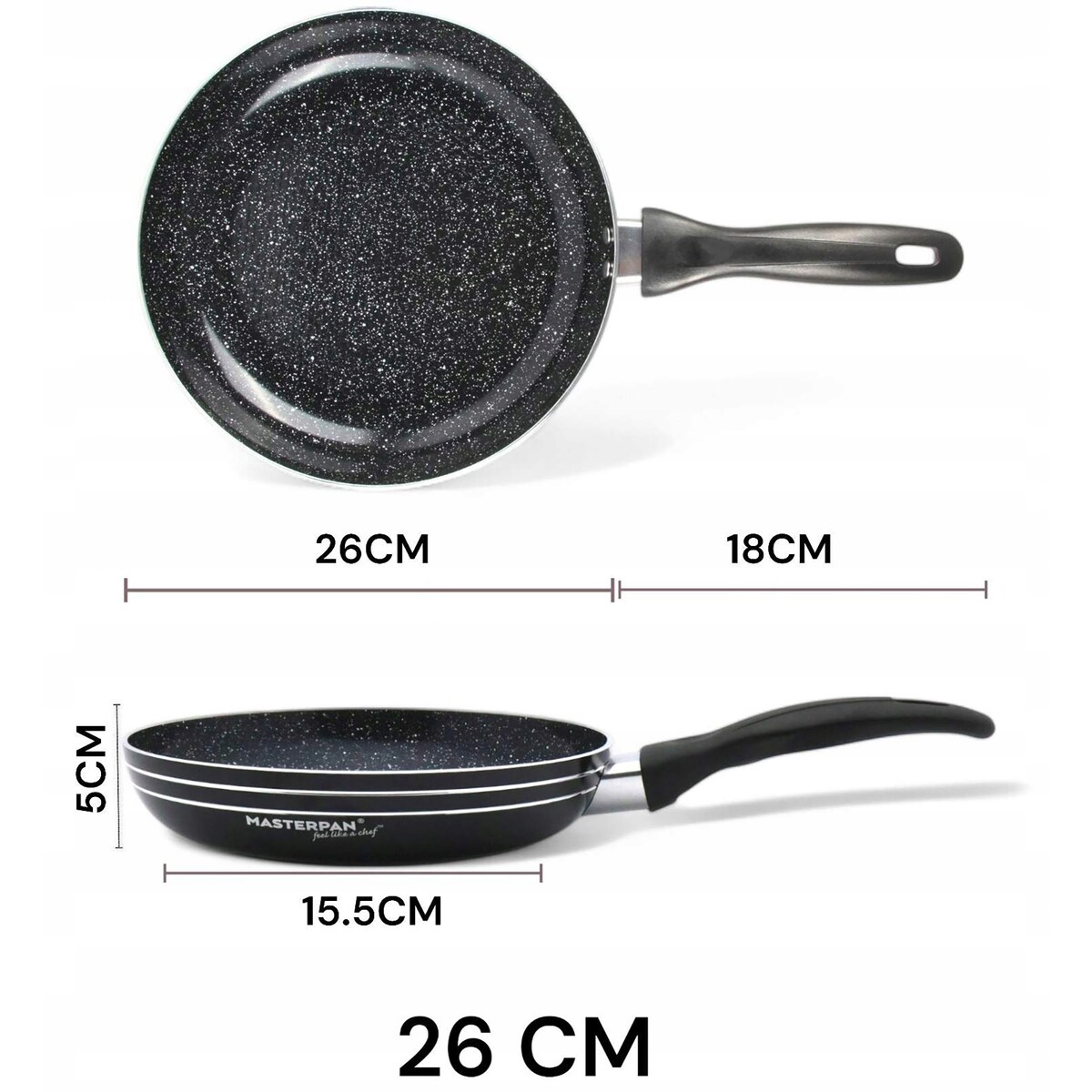 Lekka Patelnia Granitowa 26 Cm Plaster Miodu Indukcja Gaz 2.0L 5.0 Cm