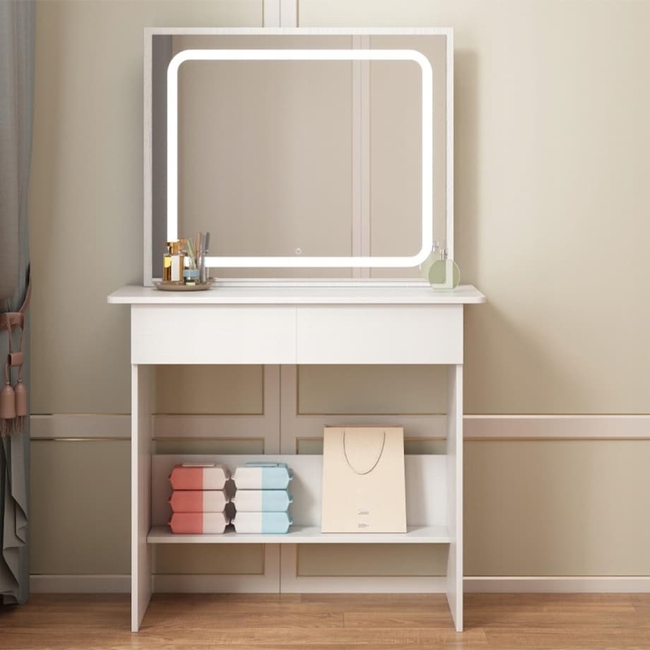 Toaletka kosmetyczna do makijażu z lustrem led nowoczesna 90 cm