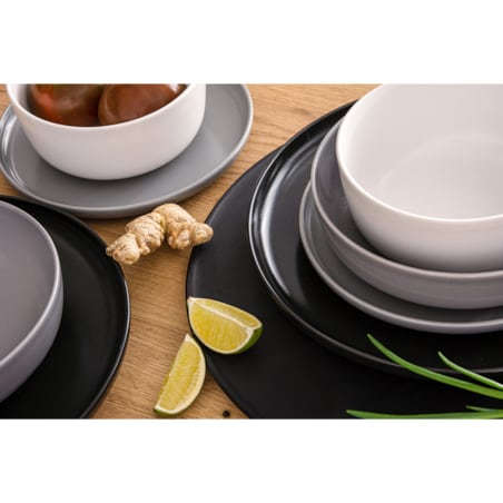 KONSIMO VICTO Zestaw obiadowy 6-osobowy czarny/szary/biały/jasnoszary (24 elementy)