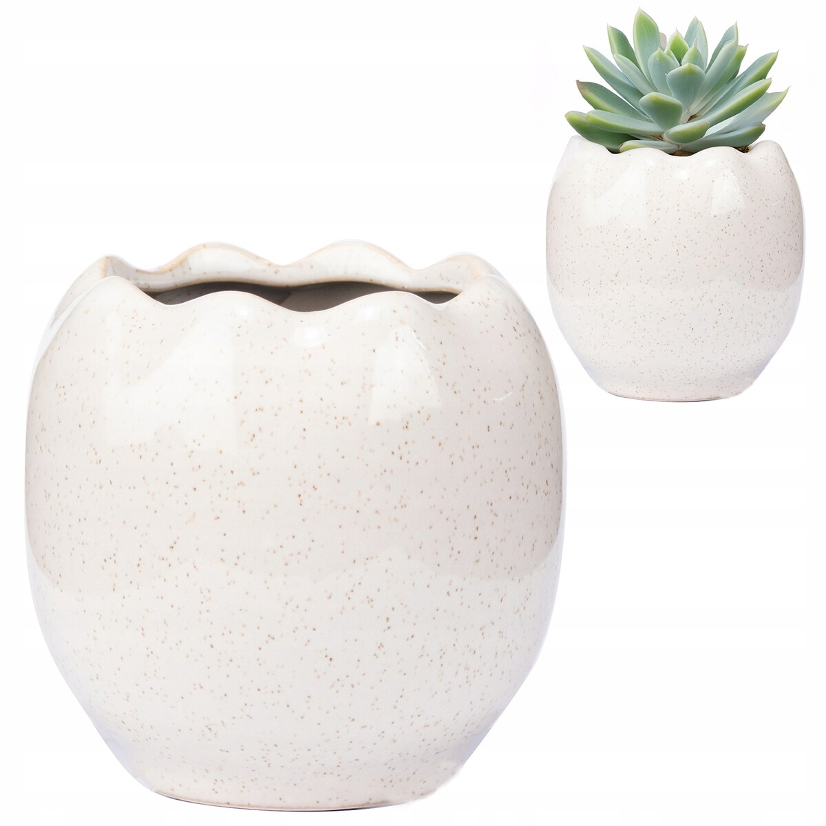 DONICZKA BIAŁA NA SUKULENTY mała 9cm ceramiczna okragła na parapet szafkę