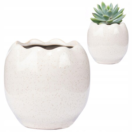 DONICZKA BIAŁA NA SUKULENTY mała 9cm ceramiczna okragła na parapet szafkę