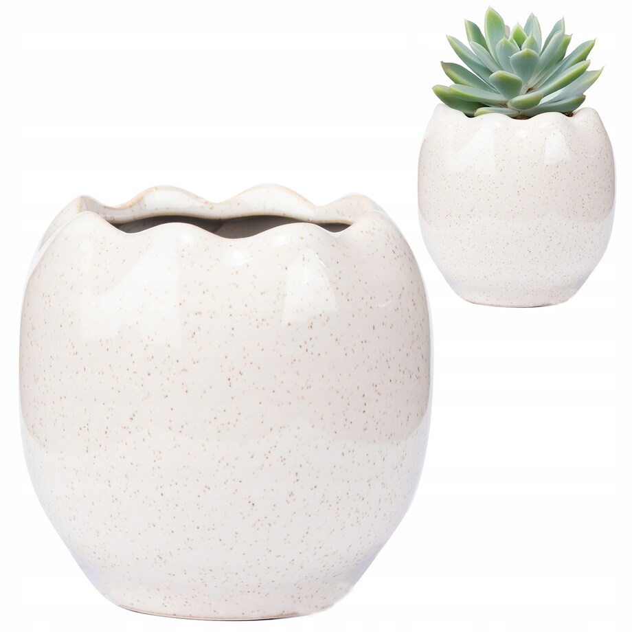 DONICZKA BIAŁA NA SUKULENTY mała 9cm ceramiczna okragła na parapet szafkę