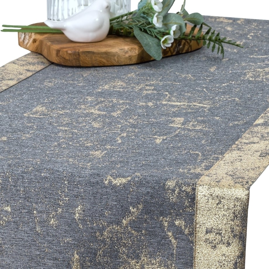 Bieżnik LX 6112-2502 - 40x240 cm - szary złoty - 40cm x 240cm