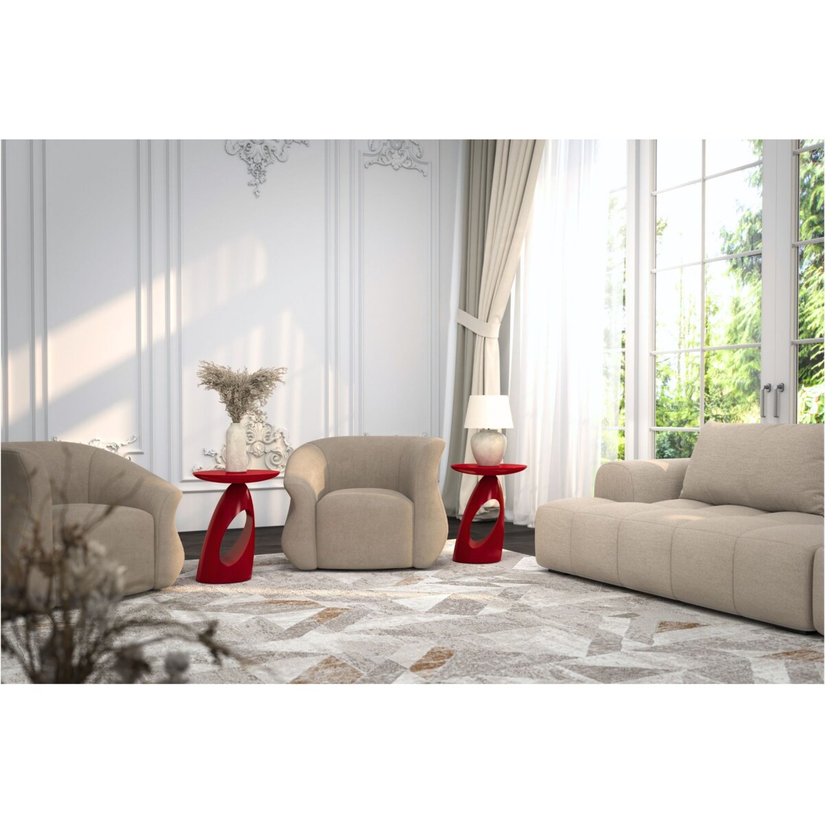 Stolik drewniany różne kolory Island, kolor bordowy