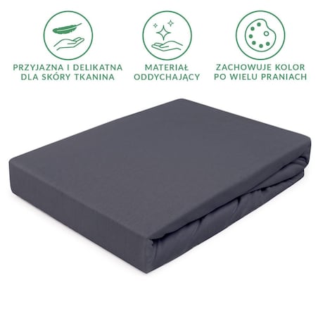 Prześcieradło jersey z gumką 70x140 kolor Antracyt, Darymex