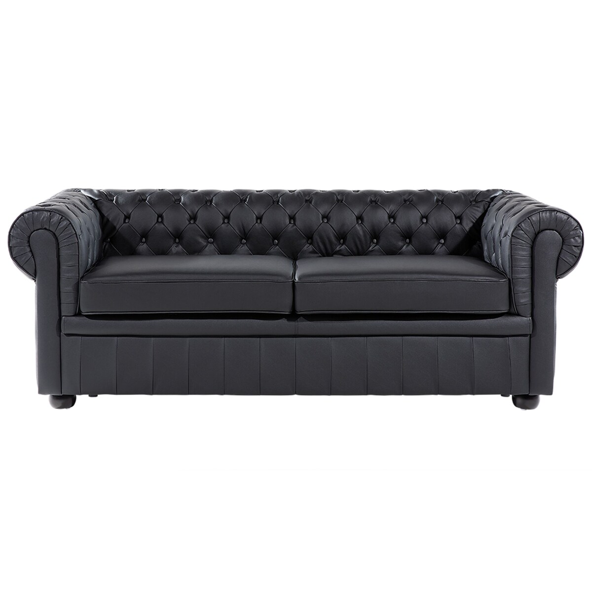 Sofa 3-osobowa skórzana czarna CHESTERFIELD