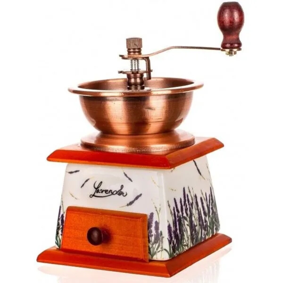 MŁYNEK RĘCZNY do mielenia kawy przypraw Lawenda na prezent bliskich babci