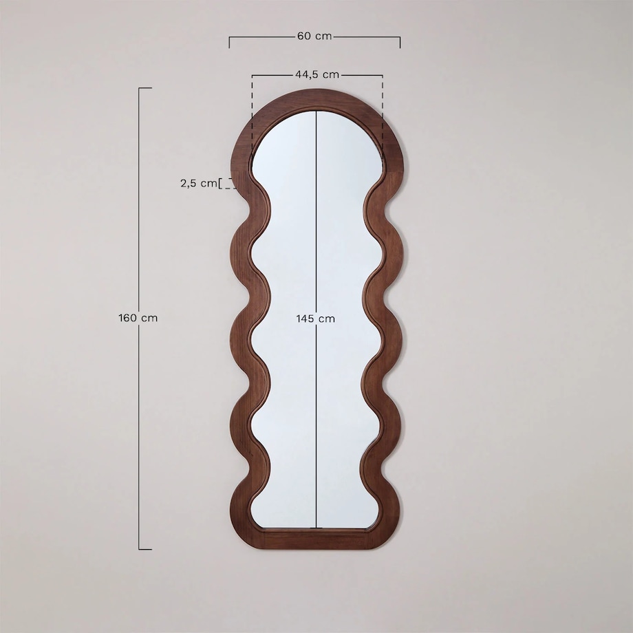 Lustro w falistej ramie z drewna sosnowego Landoi 60x160 cm