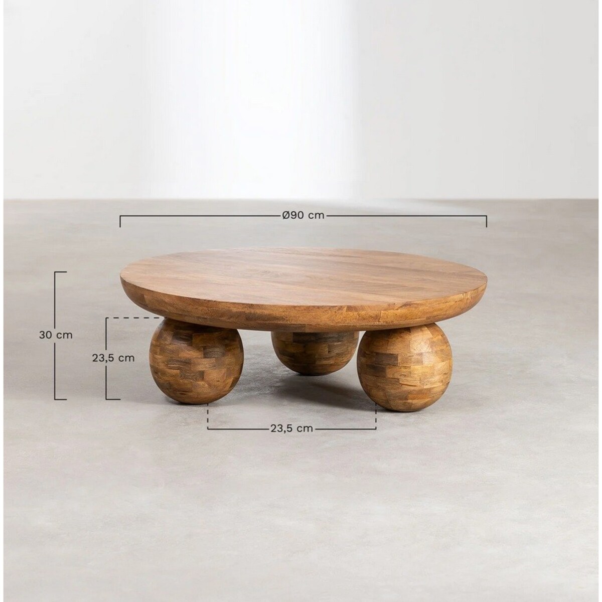 Stolik z drewna mango Balls orzechowy Ø90 cm