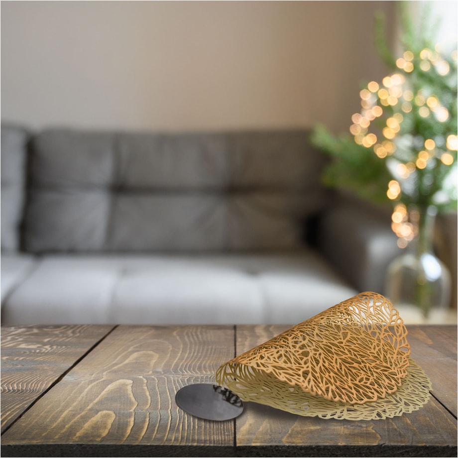 Podkładka Ażurowa Na Stół Mata Stołowa Pod Talerz Ozdoba 38 Cm Pvc Miedziana