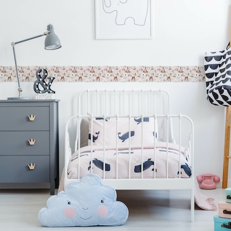 Pasek Dekoracyjny Bordiura Do Pokoju Dzieci JELONKI Kwiatki Rośliny Boho