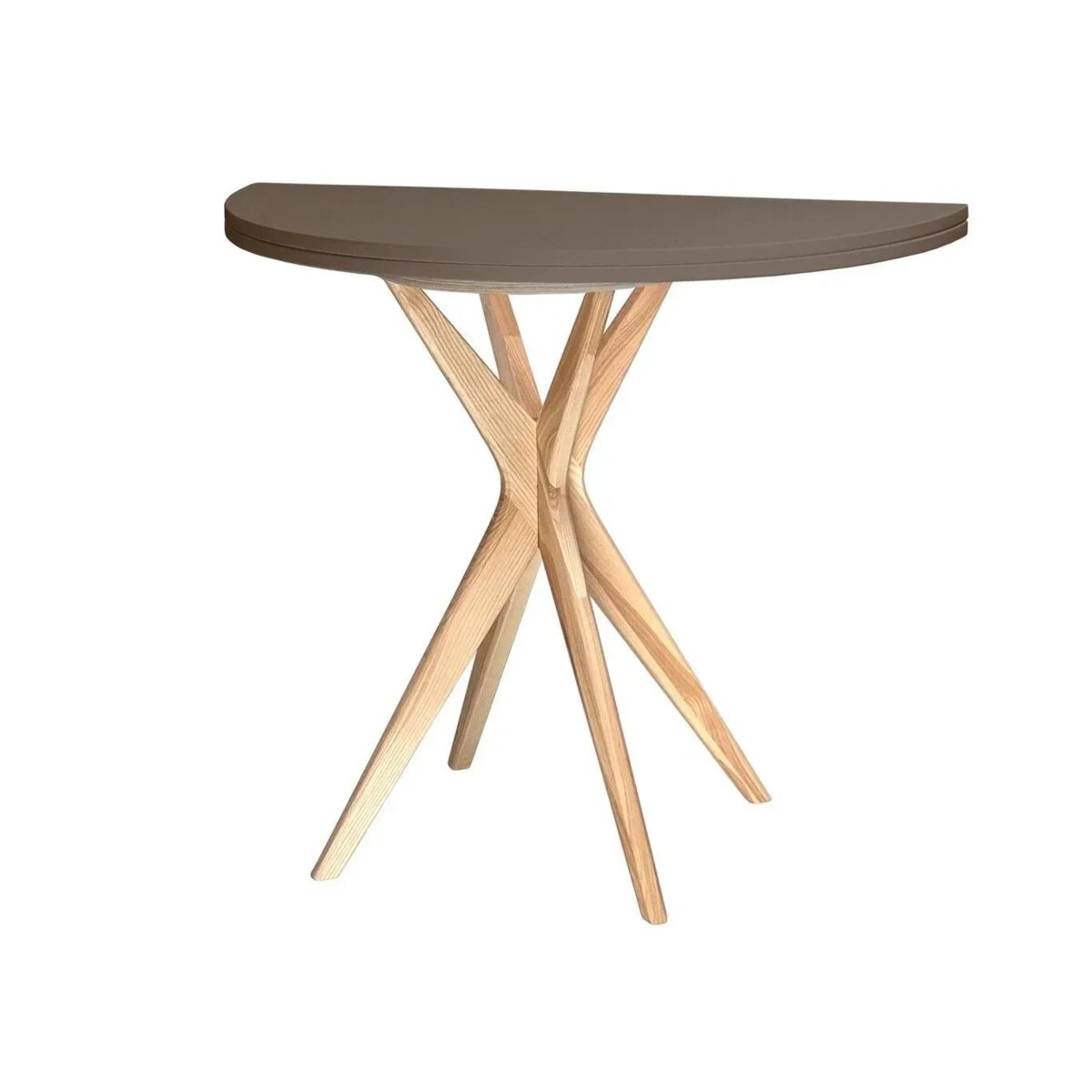 Stół półokrągły CUTTI 100x100 rozkładany brązowy/jesion