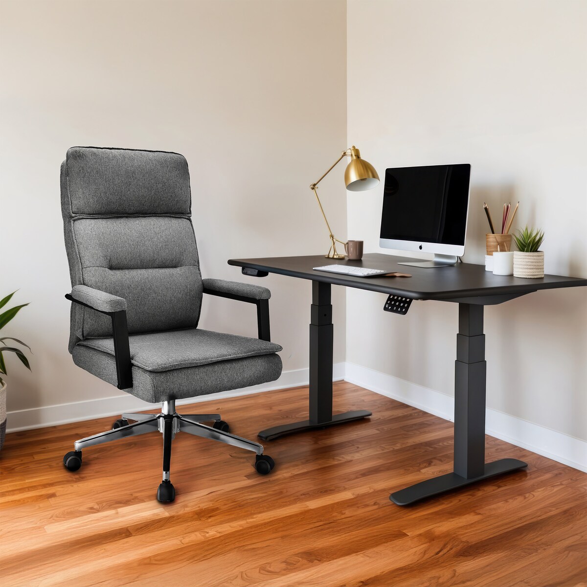 Fotel biurowy SEGO tkanina jasny szary