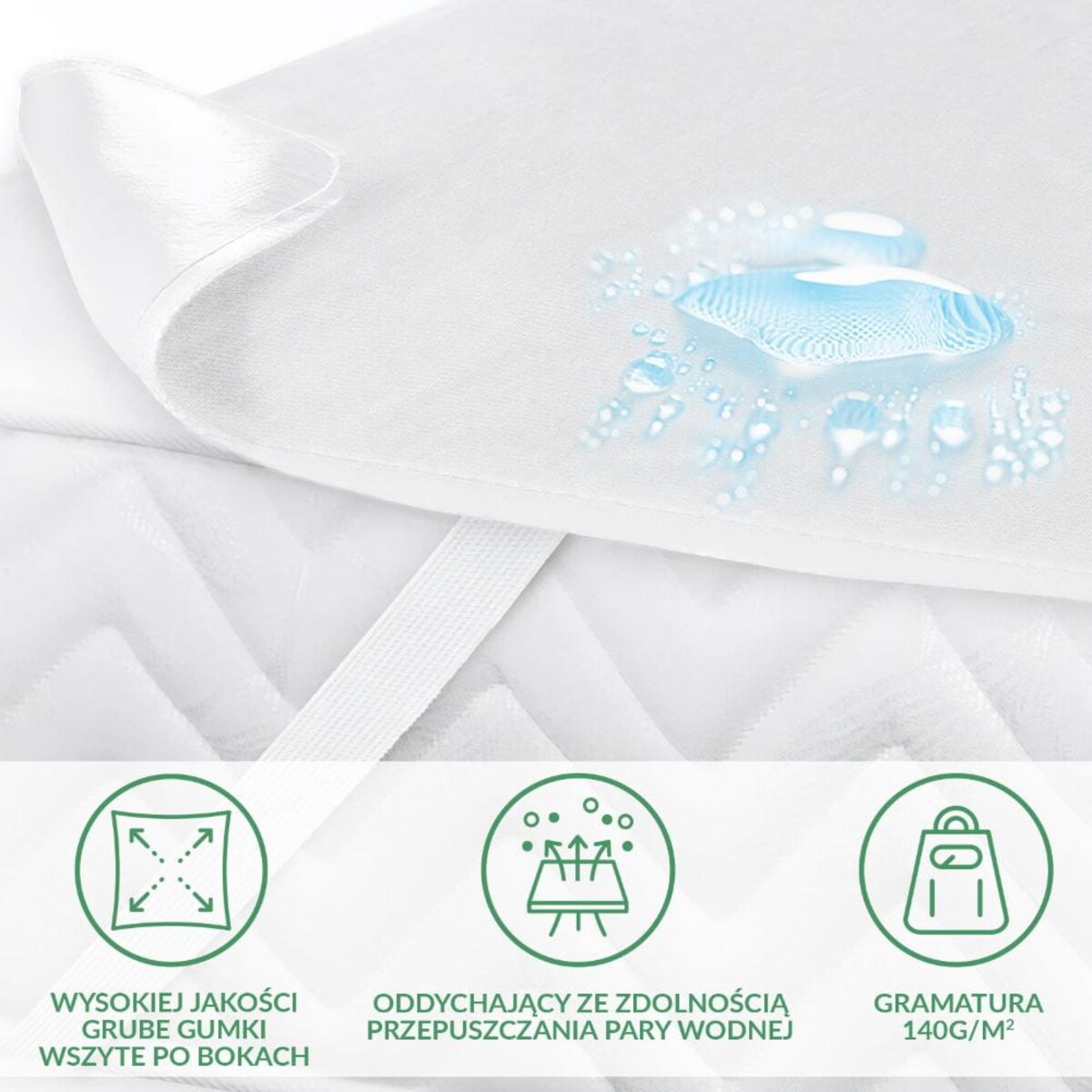 Ochraniacz na materac wodoodporny, rozmiar 200x220 Jason kolor biały