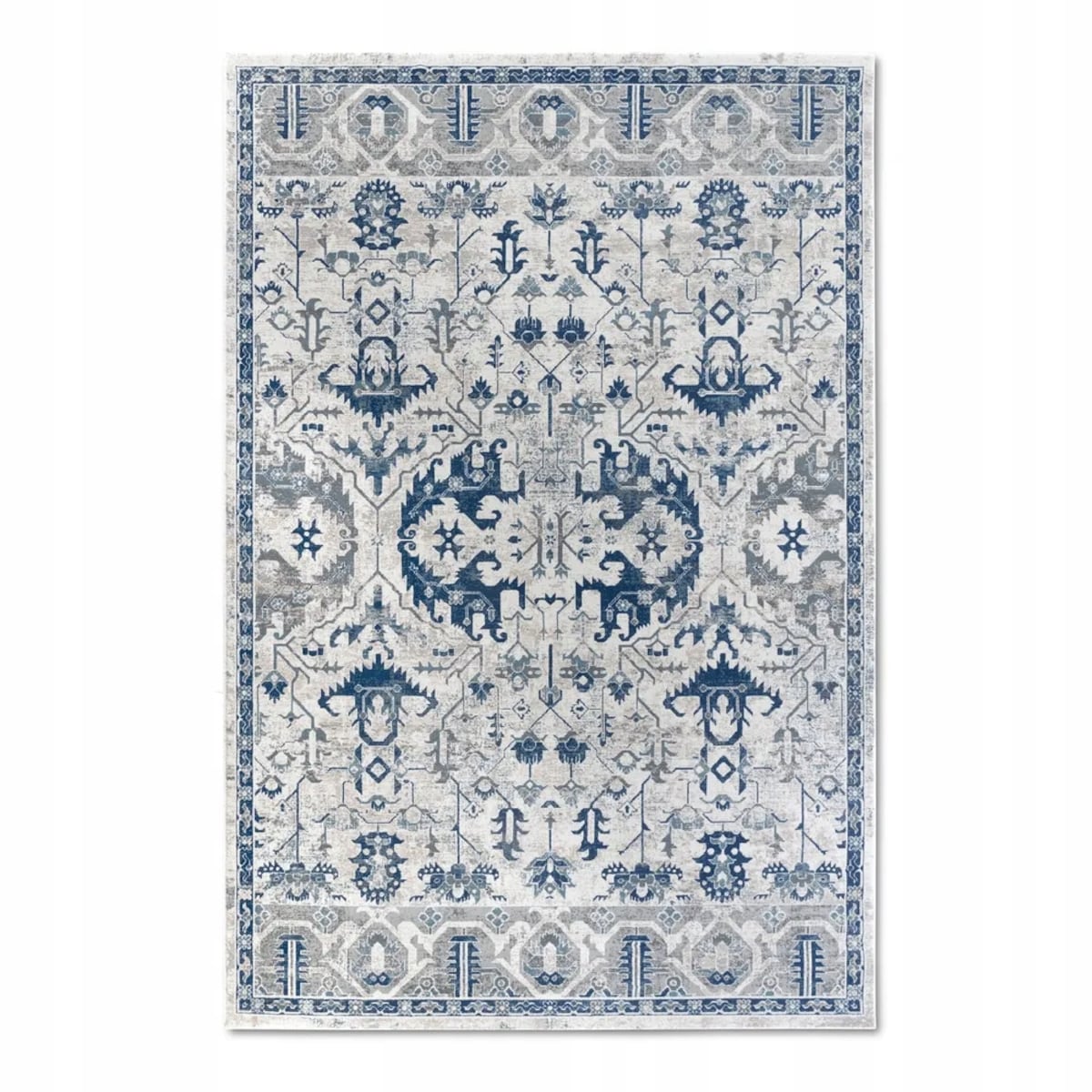 Dywan tradycyjny do salonu 160x235cm,klasyczny kremowo niebieski wzór