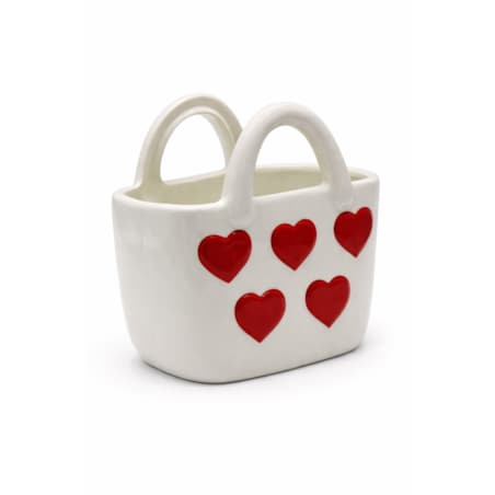Wazon ceramiczny 17,7x10x18 cm TORBA czerwone serca
