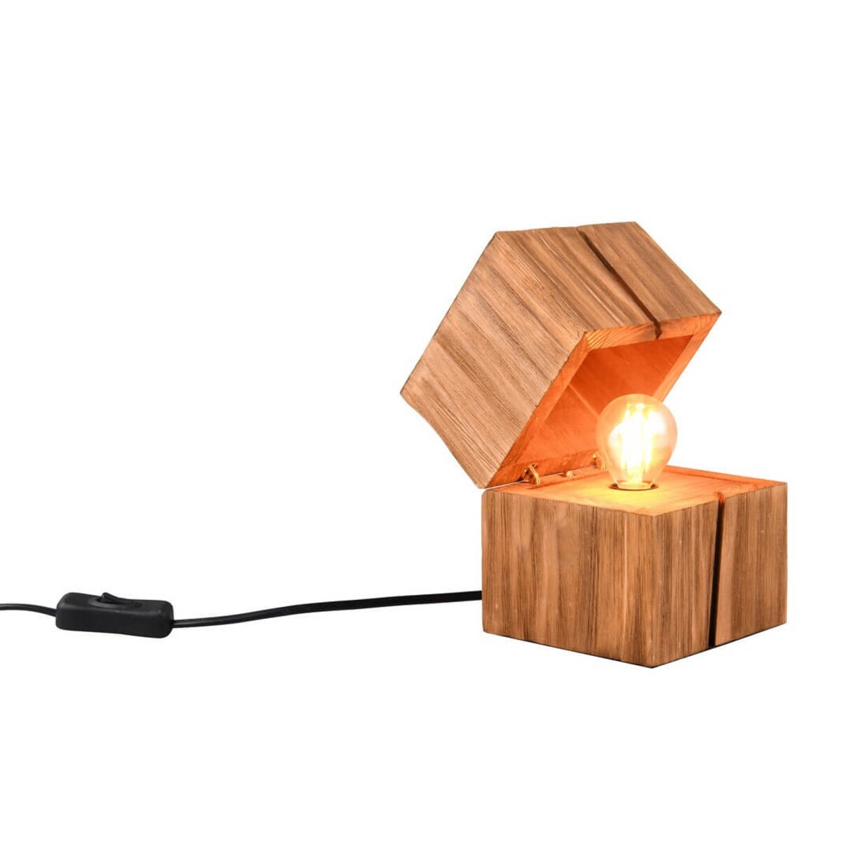 Drewniana lampa stołowa z włącznikiem Treasure 514110130 Trio brązowa