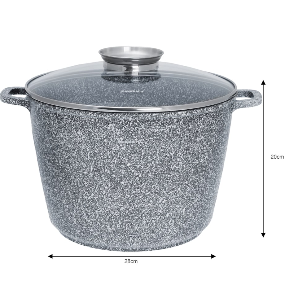 Garnek z powłoką marmurową marmurkowy szary indukcja gaz 10L 28cm KLAUSBERG