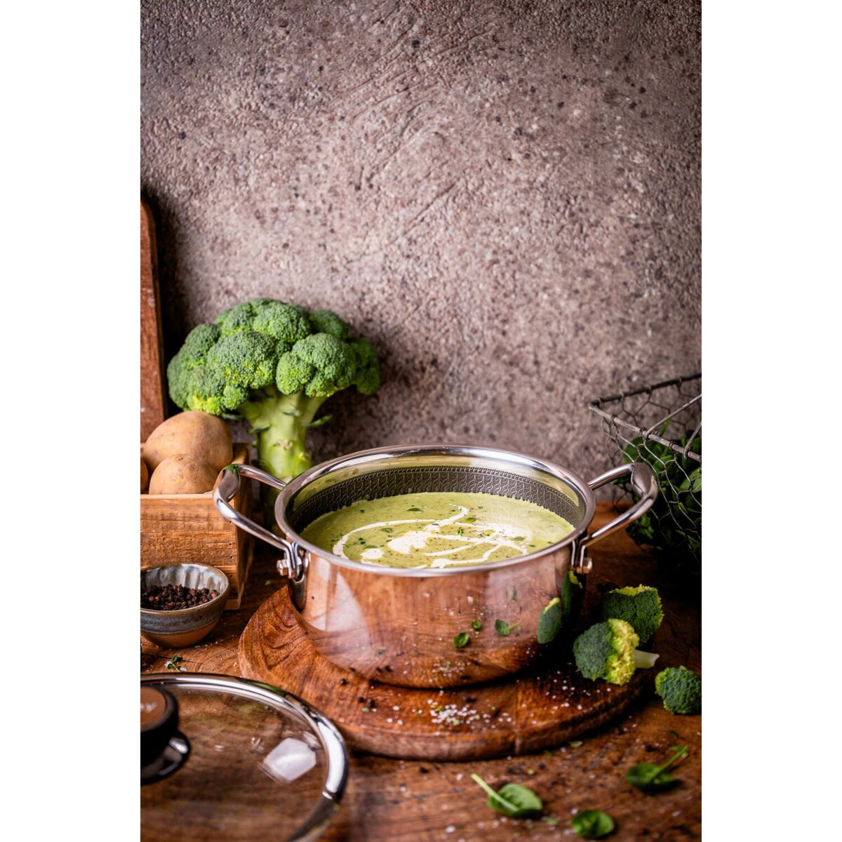 Profesjonalny garnek Mitsu 2,8 L 20 cm z pokrywką Plaster miodu Na indukcje Na gaz Nierdzewny