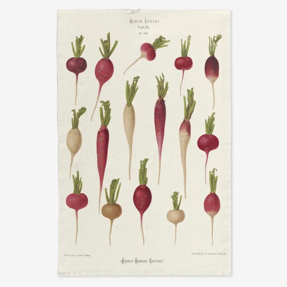 Lniany ręcznik kuchenny - Rzodkiewka