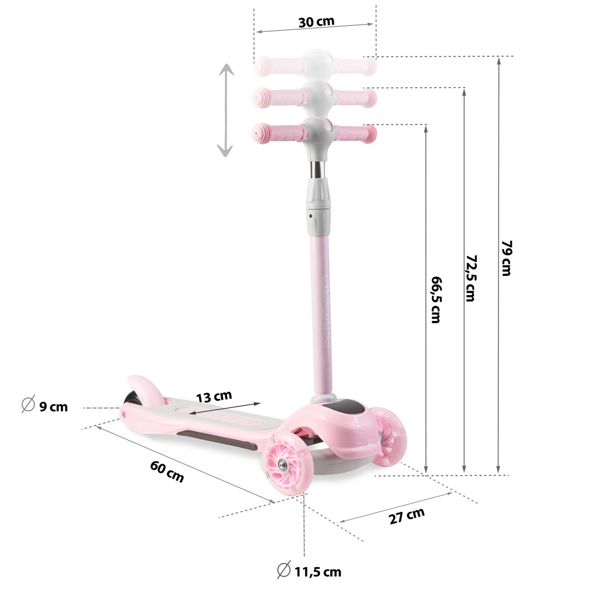 Hulajnoga trójkołowa dla dzieci Ricokids Piko różowa